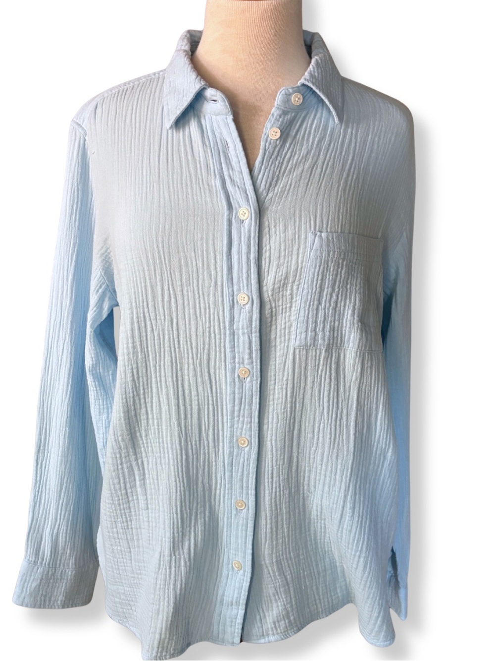 J.Crew Women’s Large Light Blue Cotton Gauze Button Down Shirt NWT